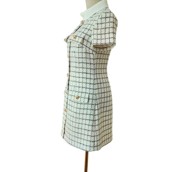 Self Portrait Check Boucle Mini Dress US 4 - Picture 7 of 11